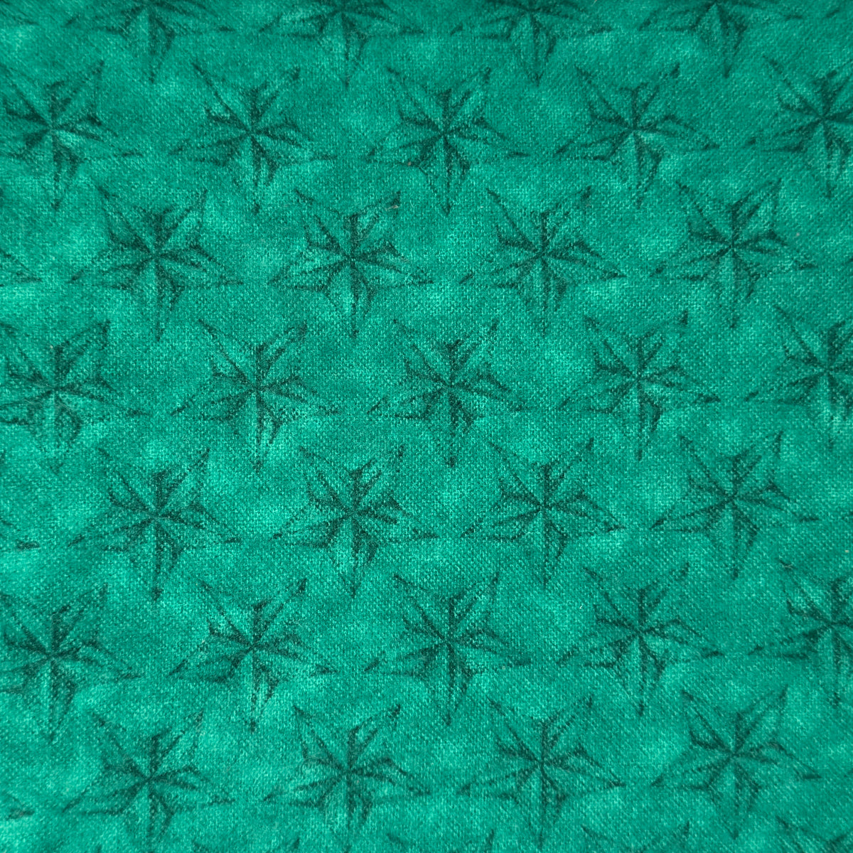 Green Stars Brushed Cotton Blend: 2.5 yds