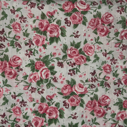 Pink & Mauve Floral Cotton Blend: 3 yds