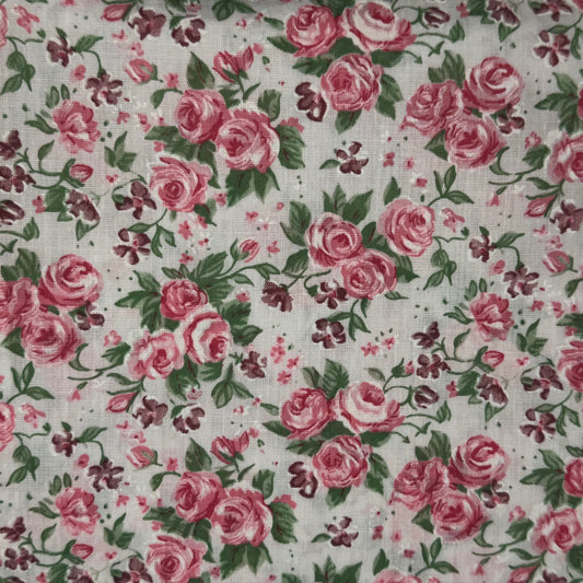 Pink & Mauve Floral Cotton Blend: 3 yds