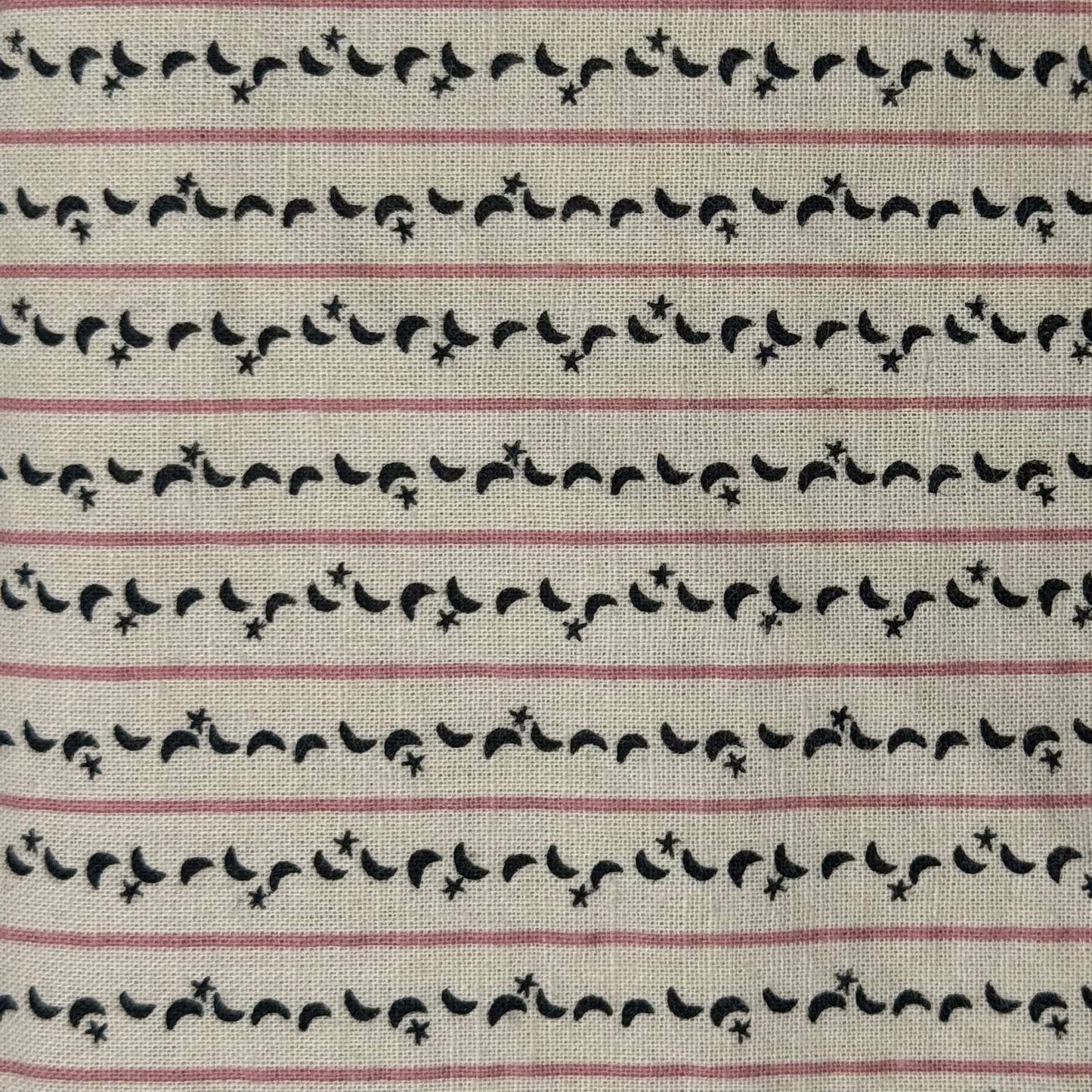 Pink Stripe with Moon/Stars Motif on Beige Cotton: 4 yds