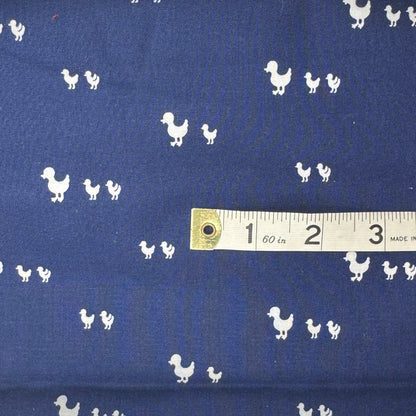 White Ducks on Navy Blue Novelty Print Cotton: 1 yd