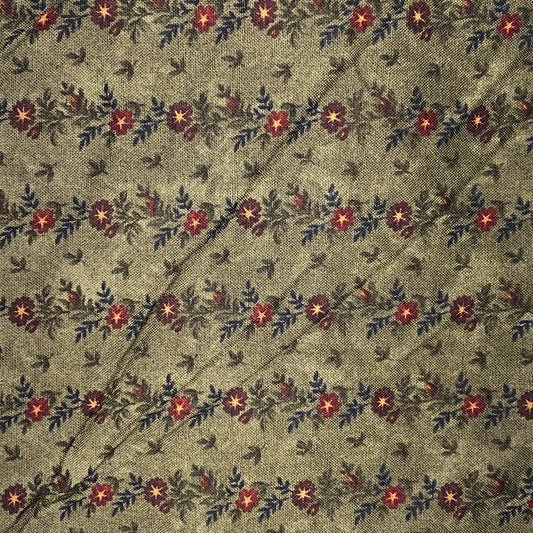 Dark Floral Stripes Cotton: 1 yd