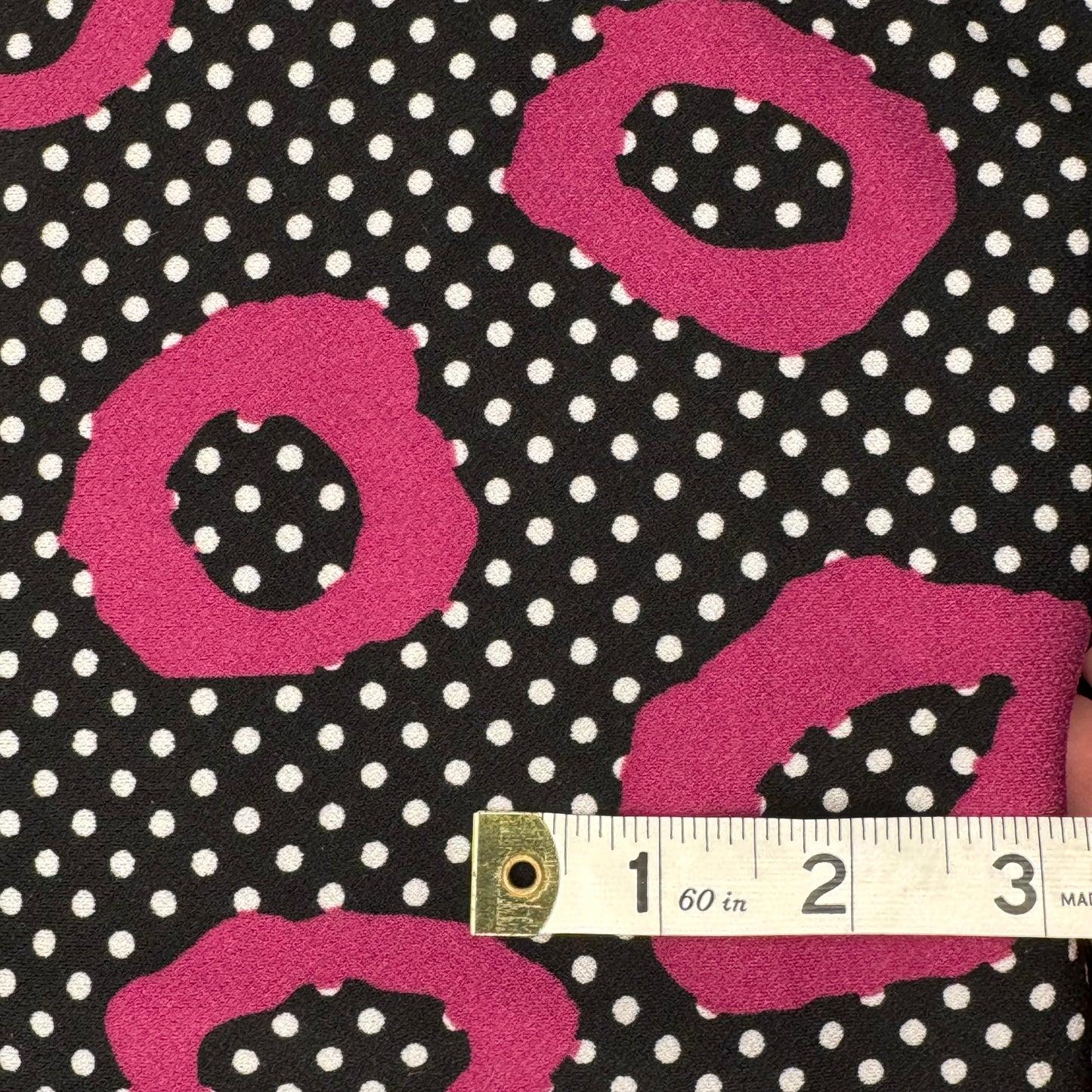 Medium Weight Black/Magenta Dot Print 4-Way Stretch Poly: 3 yds