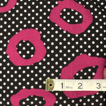 Medium Weight Black/Magenta Dot Print 4-Way Stretch Poly: 3 yds