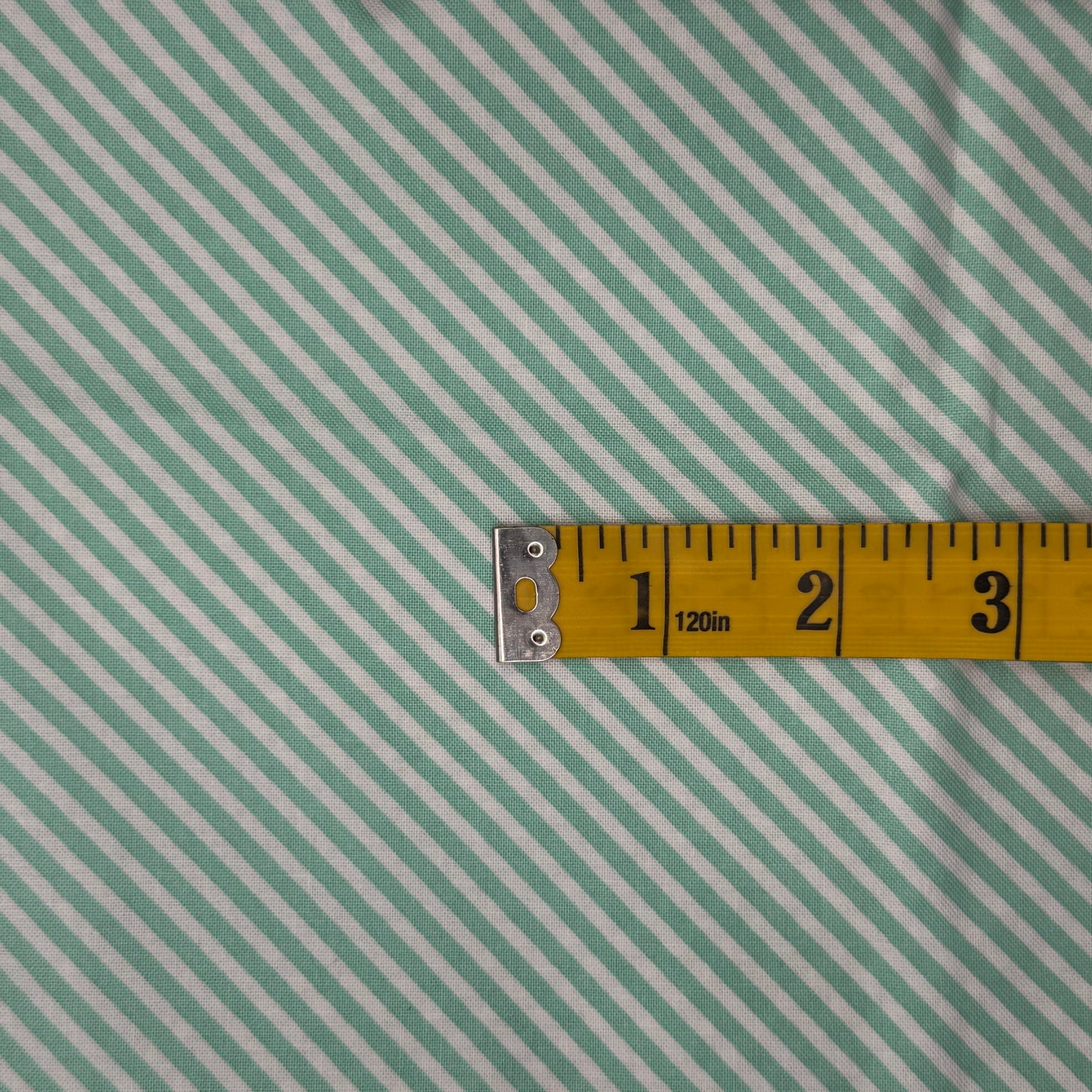 Mint Diagonal Stripes Cotton: 1 yd