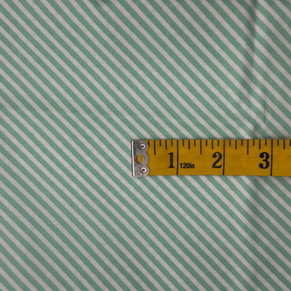 Mint Diagonal Stripes Cotton: 1 yd