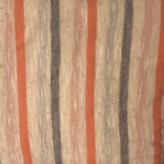 Lightweight Peach/Gray/Cream Stripe 4-Way Stretch Knit Gauze Cotton: 1 yd