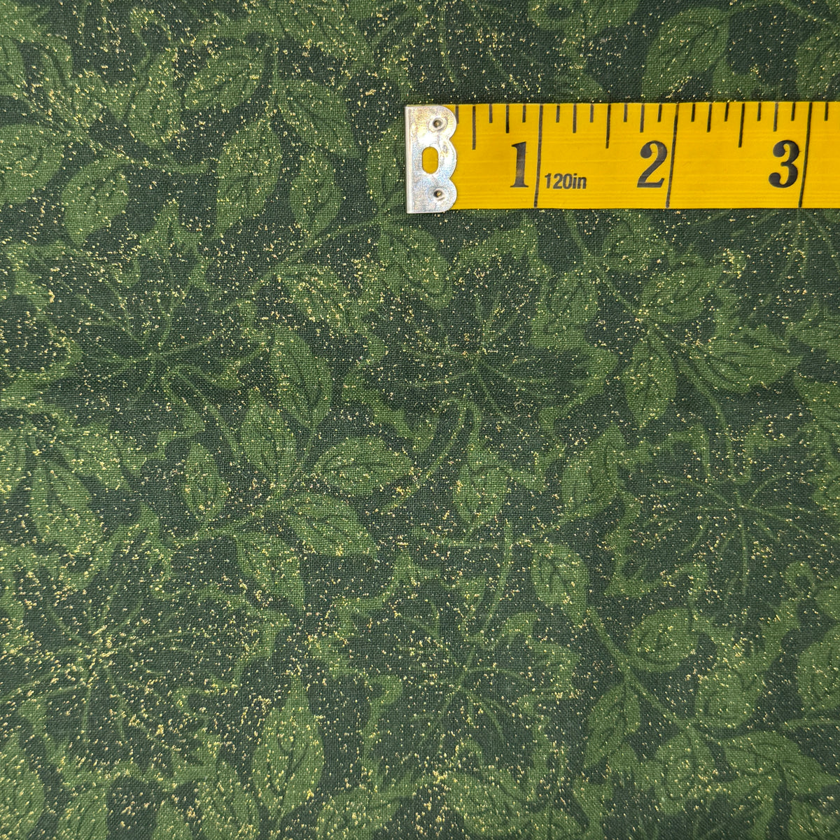 Tonal Green Floral With Gold Sparkles Cotton Blend: 2 yds