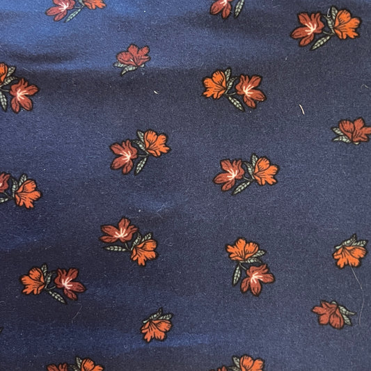 Blue Floral Stretch Jersey: 2.5 yds