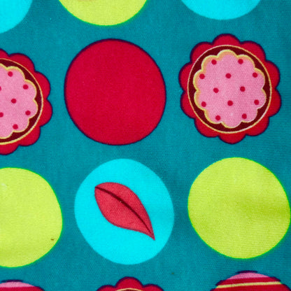 Multicolor on Teal Novelty Geometric Print Cotton Lycra Blend: 2 yds