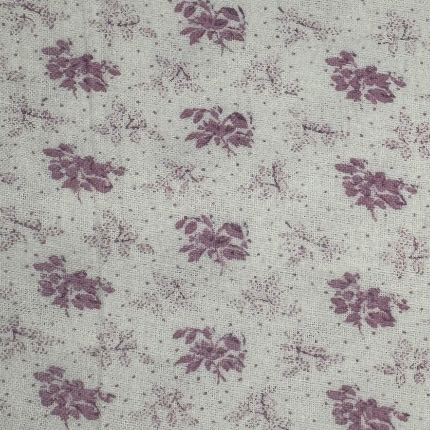 Cream With Light Purple Floral Brushed Cotton Blend: 3 yds