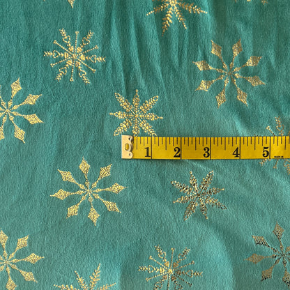 Green With Gold Foiled Snowflakes: 3 yds