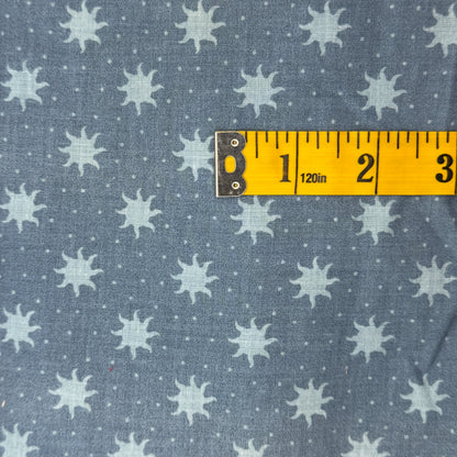 Faded Two Tone Blue With Dots & Suns Cotton: 2 yds