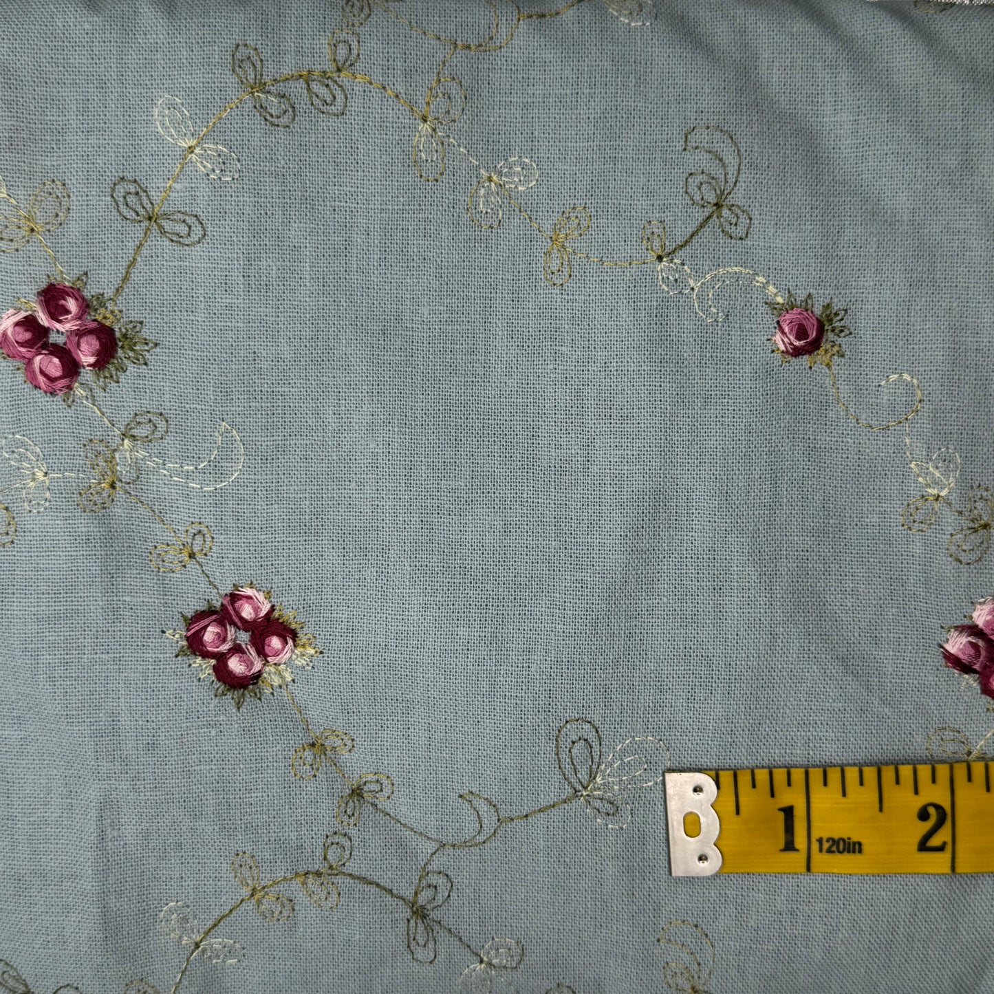Blue With Embroidered Floral Home Decor: 2 yds