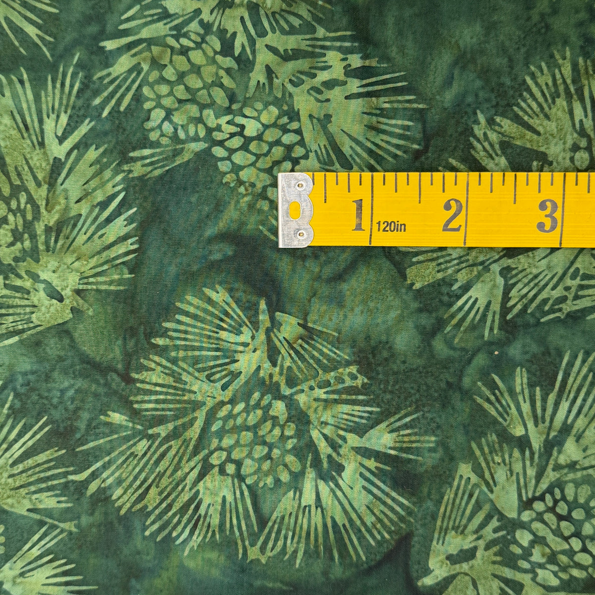 Tonal Green Pine Needles Batik Cotton: 1.5 yds