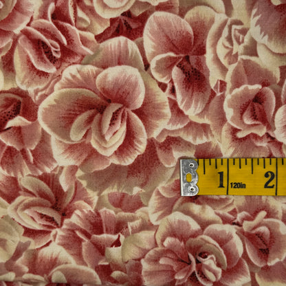 Pink & Cream Floral Cotton: 1 yd
