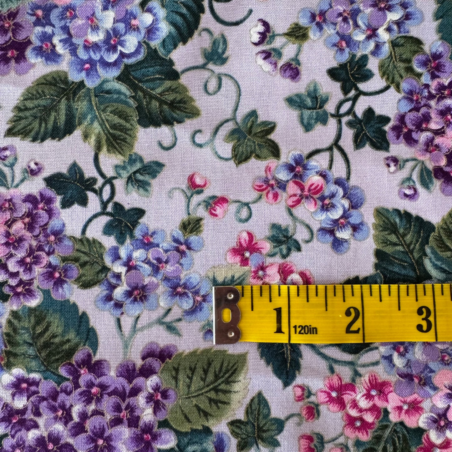 Purple & Pink Floral Cotton: 2 yds