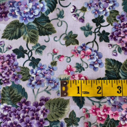Purple & Pink Floral Cotton: 2 yds