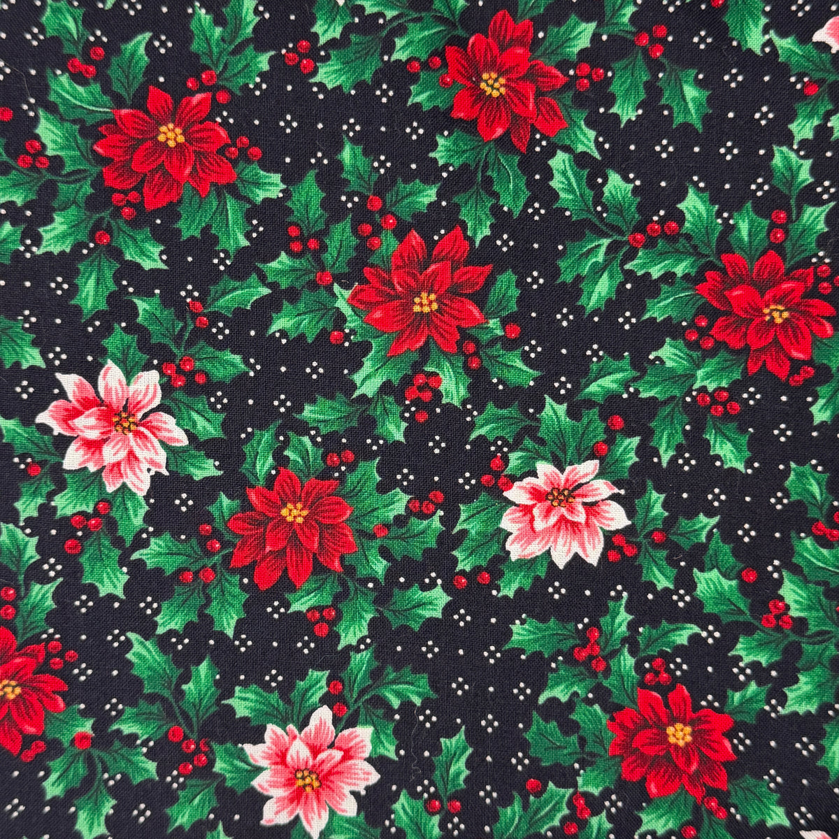Pink & Red Poinsettia Cotton: 2 yds