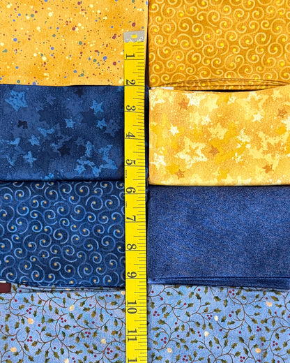 Blue & Gold Fat Quarter Cotton Bundle