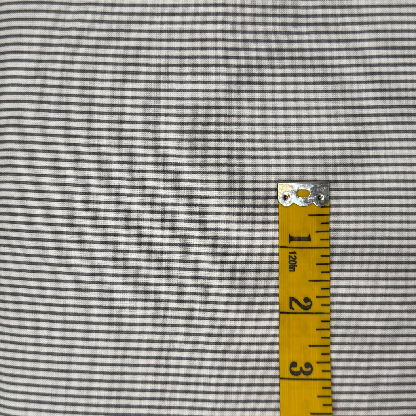 White With Grey Stripe Cotton Blend: 4 yds