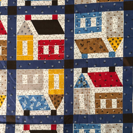Classic Quilted House Block Print Cotton: 2 yds