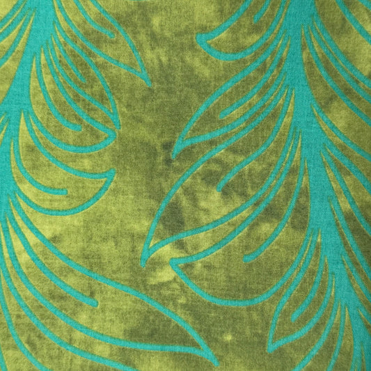 Light Green & Turquoise Riverwoods Cotton: 2 yds