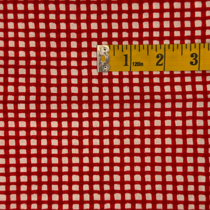 Red & White Brush Stroke Checkered Cotton Blend: 2.5 yds