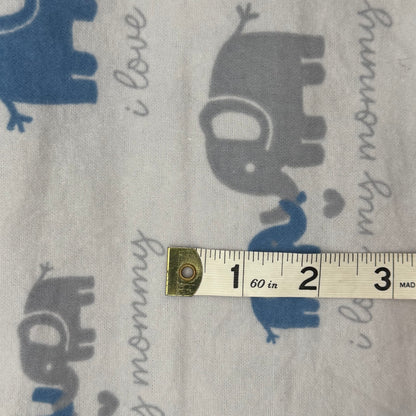 Blue/Gray Elephant Novelty Print Cotton Flannel: 1 yd