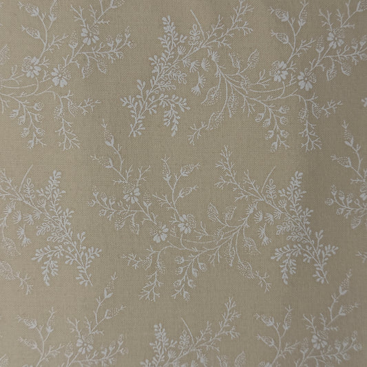 Cream With White Line Work Flowers Wideback Cotton: 3 yds