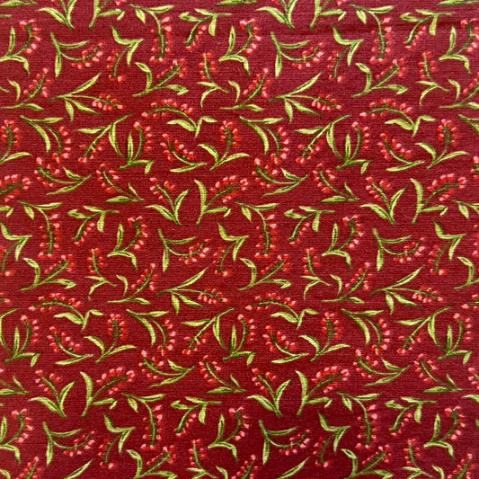 Red Floral Cotton: 2 yds