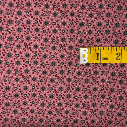 Vintage Mauve With Blue & Maroon Floral Cotton Blend: 2.25 yds