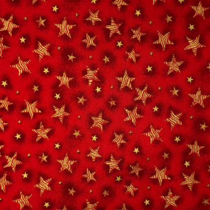 Red With Gold Stars Cotton: 1.5 yds