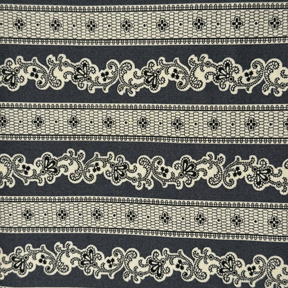 Grey Fancy Vines Stripes Cotton: 2 yds