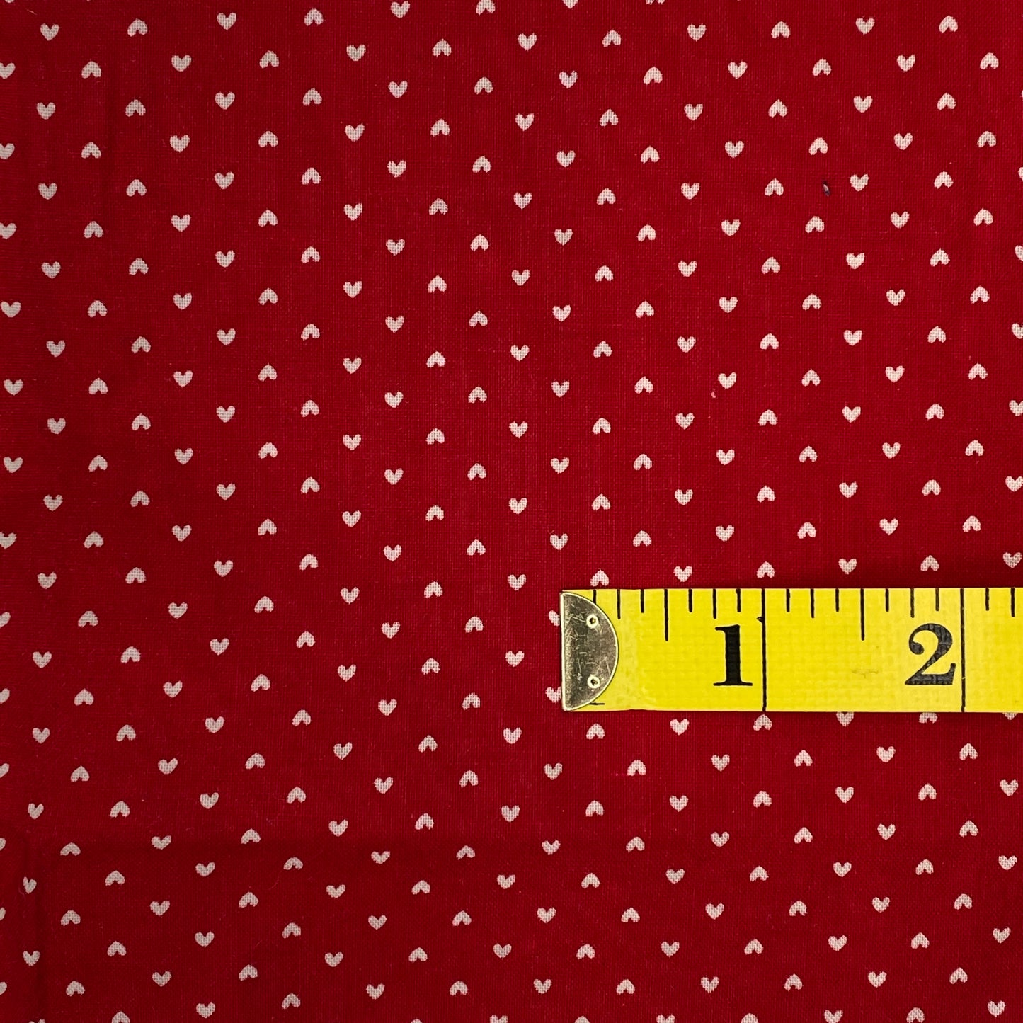 Red With White Hearts Cotton: 2 yds