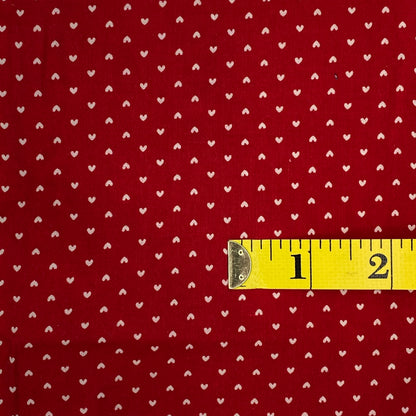 Red With White Hearts Cotton: 2 yds