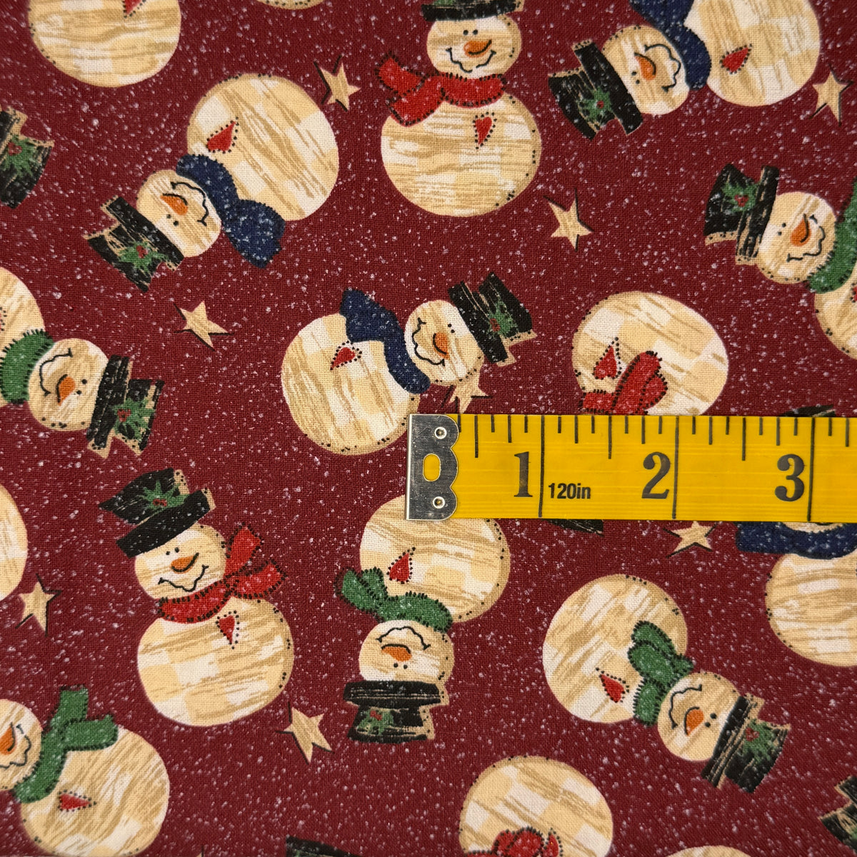 Wood-Grain Snowmen Cotton: 1 yds