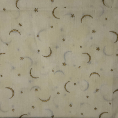 Metallic Moon & Stars Cotton: 1 yd
