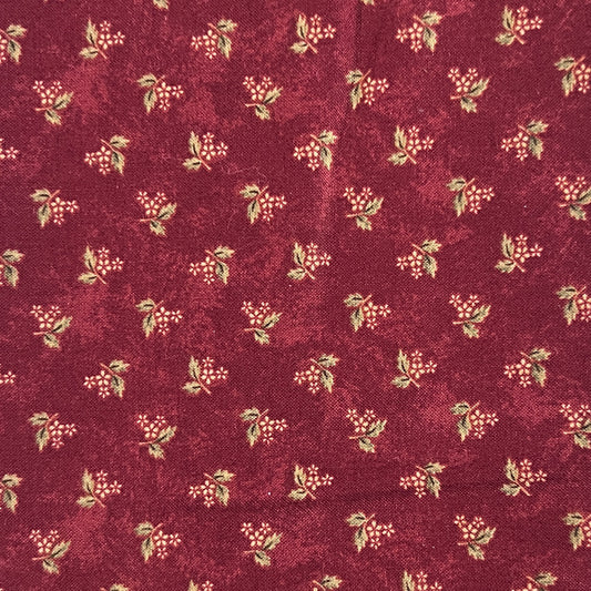 Red With Yellow Micro Floral Cotton: 2 yds