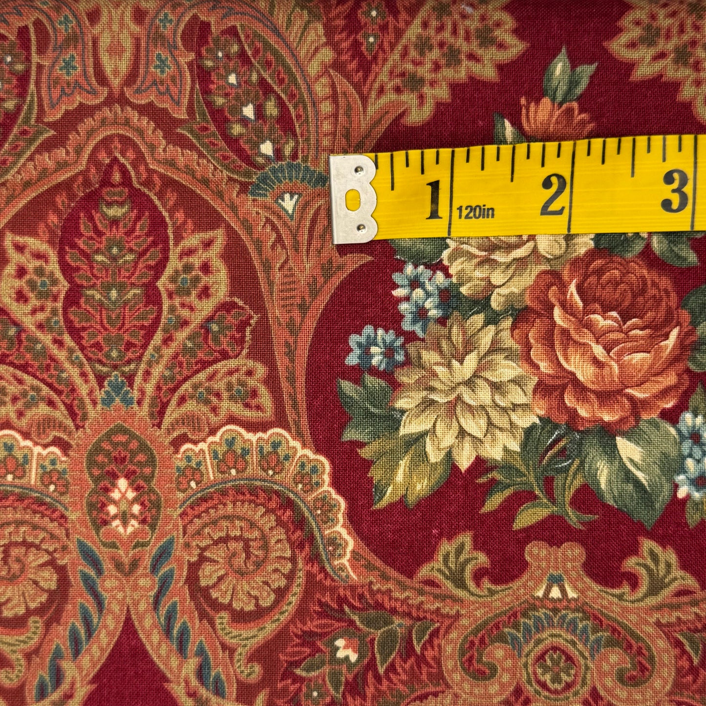 Red Paisley Floral Cotton: 1.5 yds