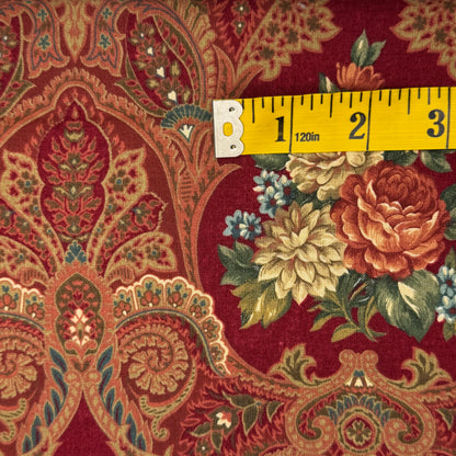 Red Paisley Floral Cotton: 1.5 yds