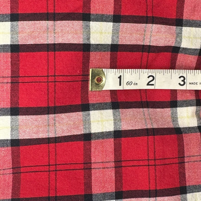 Medium Weight Red/Black/White Woven Plaid Cotton: 2.5 yds