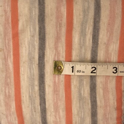 Lightweight Peach/Gray/Cream Stripe 4-Way Stretch Knit Gauze Cotton: 1 yd