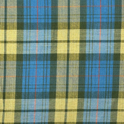 Blue & Green Plaid Cotton Poly Blend Shirting: 4 yds