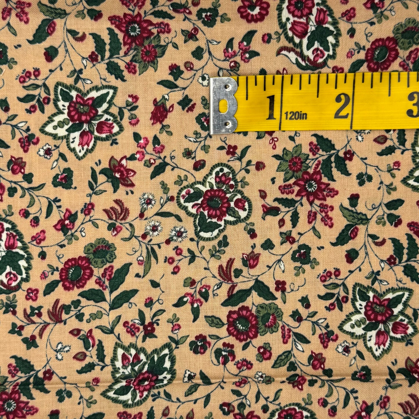 Tan & Pink Floral Cotton Blend: 2.5 yds