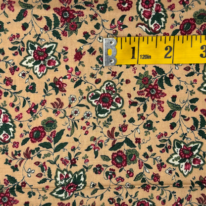 Tan & Pink Floral Cotton Blend: 2.5 yds