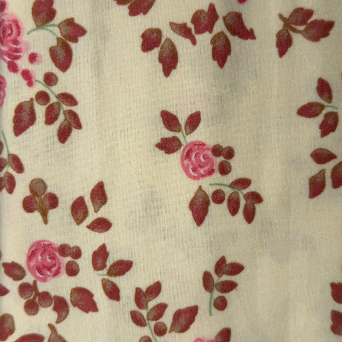 Cream With Pink Floral Flannel: 1.25 yds