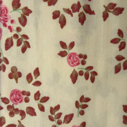 Cream With Pink Floral Flannel: 1.25 yds