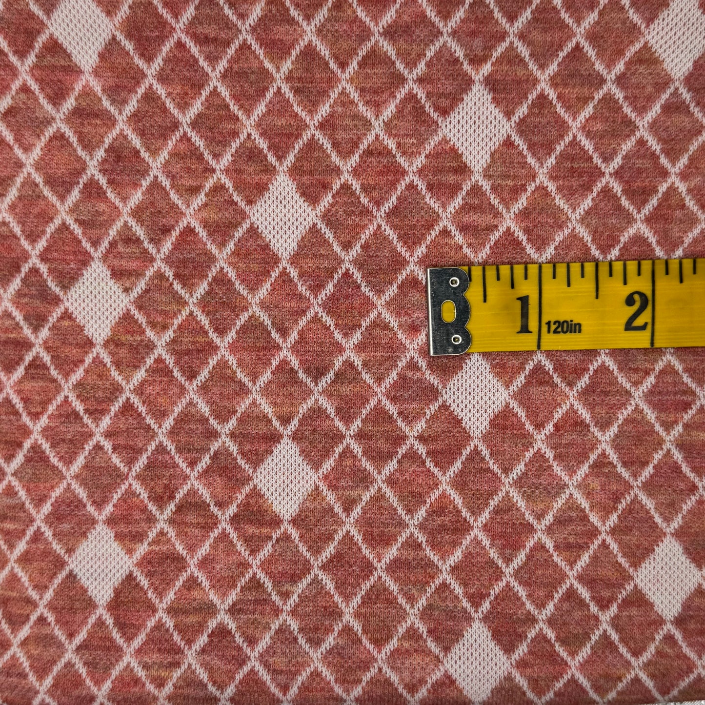 Orange & White Diamond Stretch Knit: 1 yd