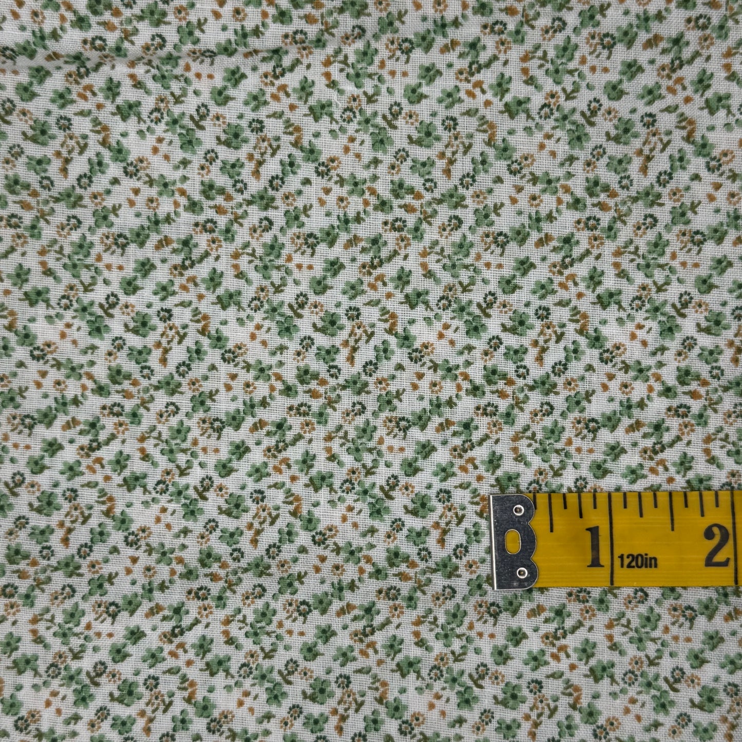 Green Micro Floral Cotton Blend: 1 yd